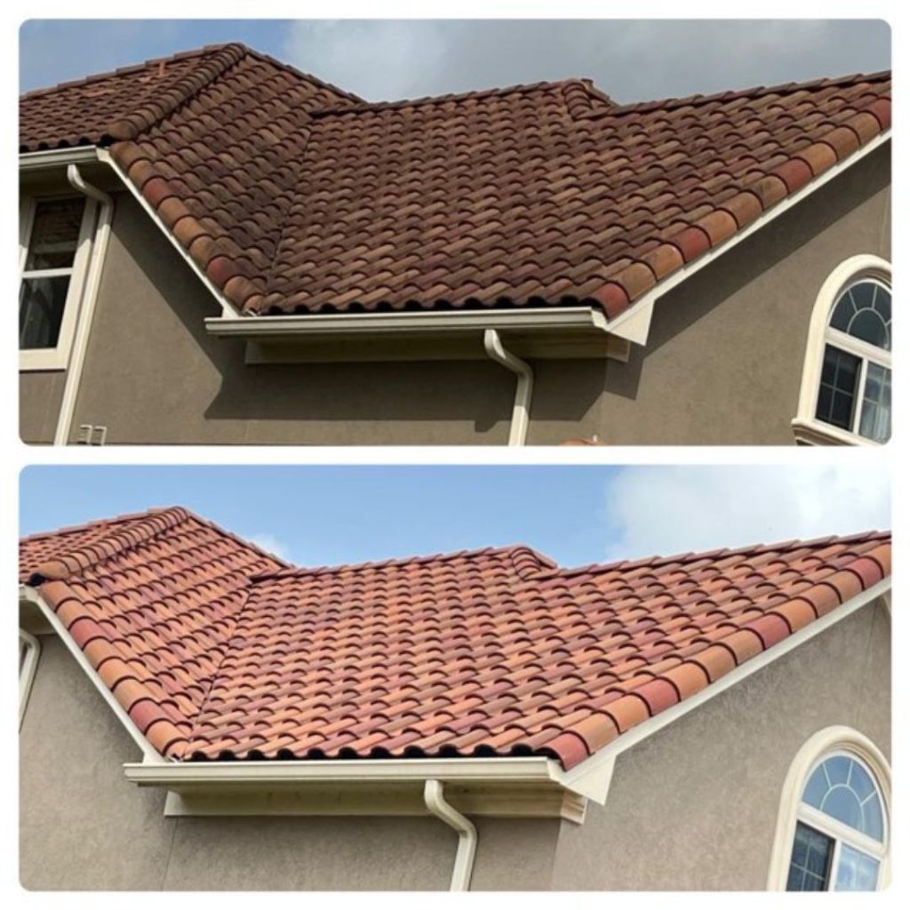 before and after soft wash roof
