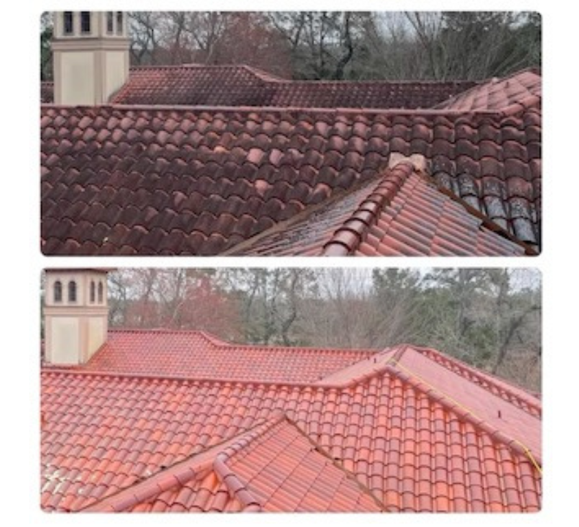 roof before and after pressure washing